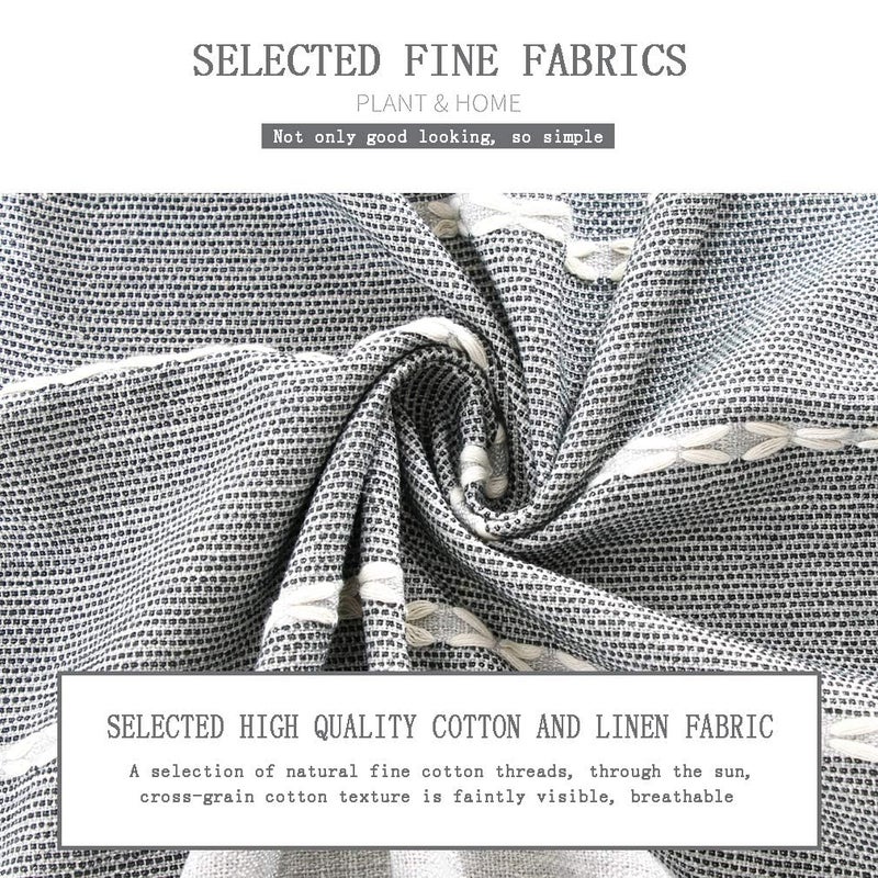 Pahajim Striped Tablecloth Rectangle with Tassels Thick Linen Cotton Table Cloth for Outdoor Picnic Dining and Holiday Kitchen Decor Rectangle/Oblong,55''x71'', 4-6 Seats - Image 3